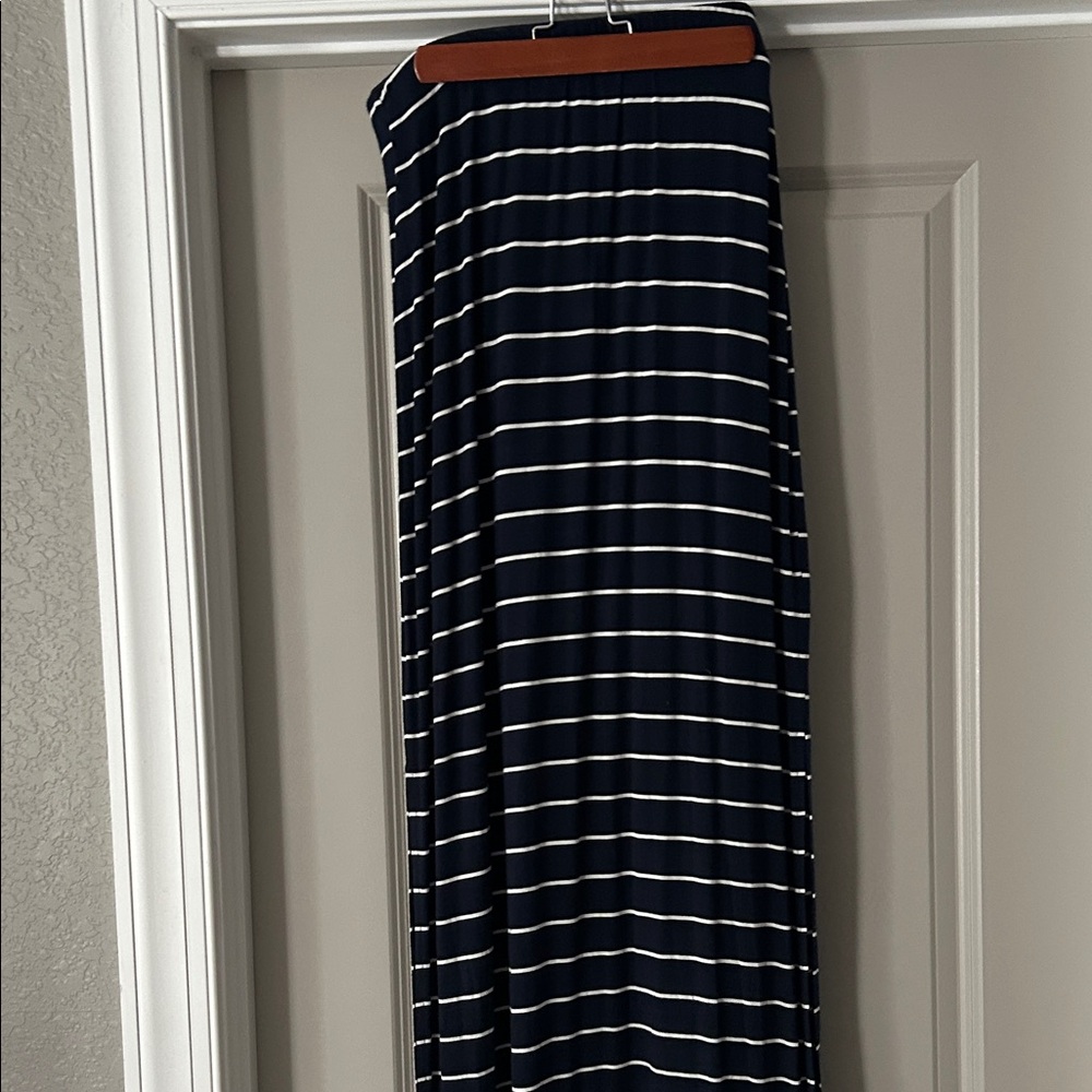 Striped Navy and White Maxi Skirt